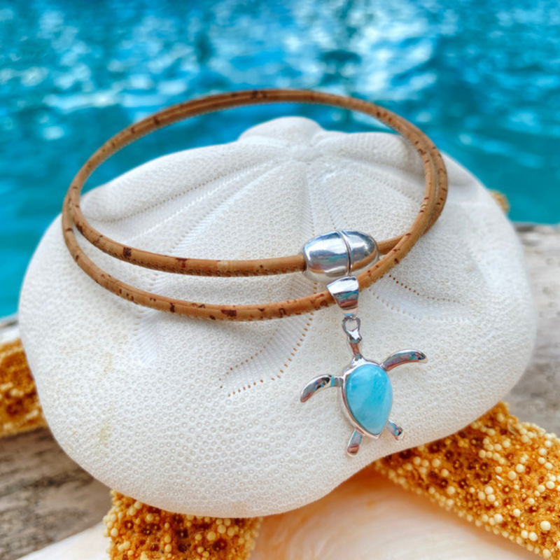 Larimar sea turtle jewelry from Crabby Mermaid