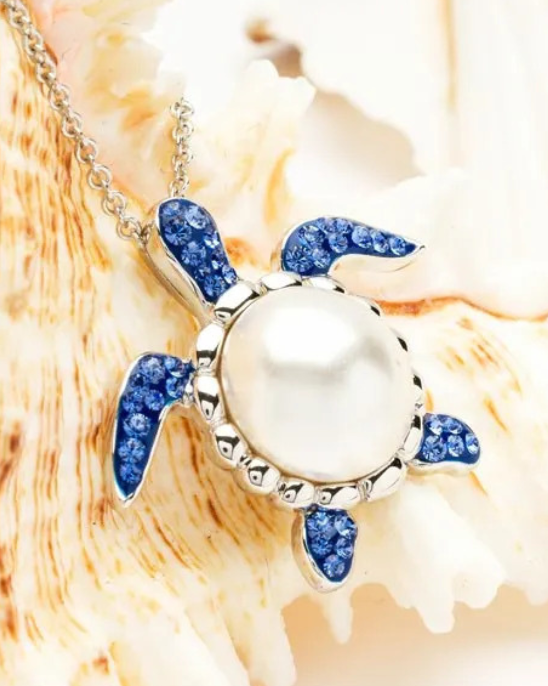Freshwater pearl sea turtle necklace from Crabby Mermaid