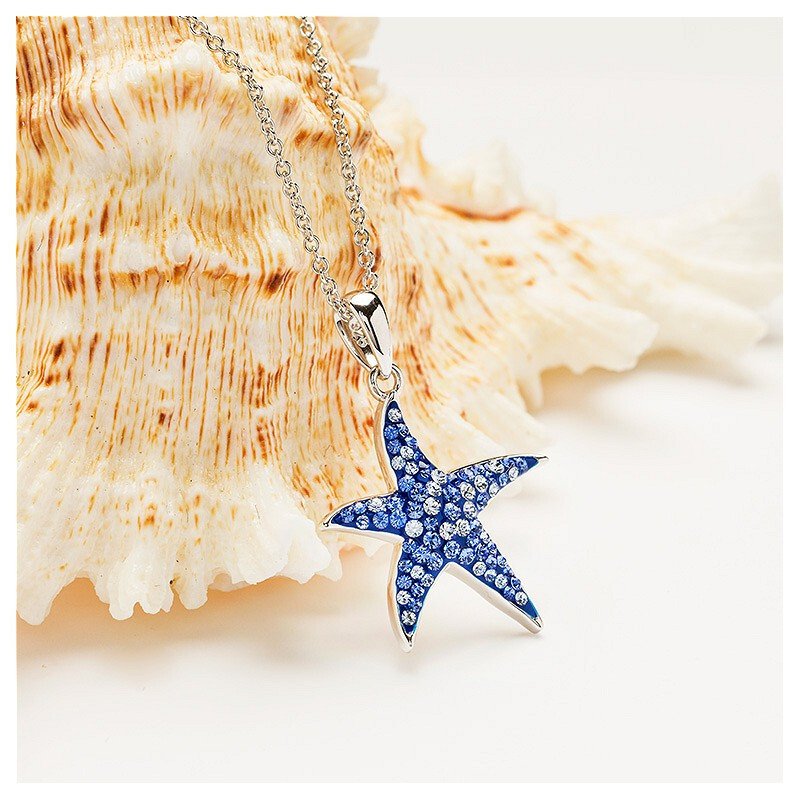 Sterling silver starfish necklace ocean inspired beach jewelry from Crabby Mermaid