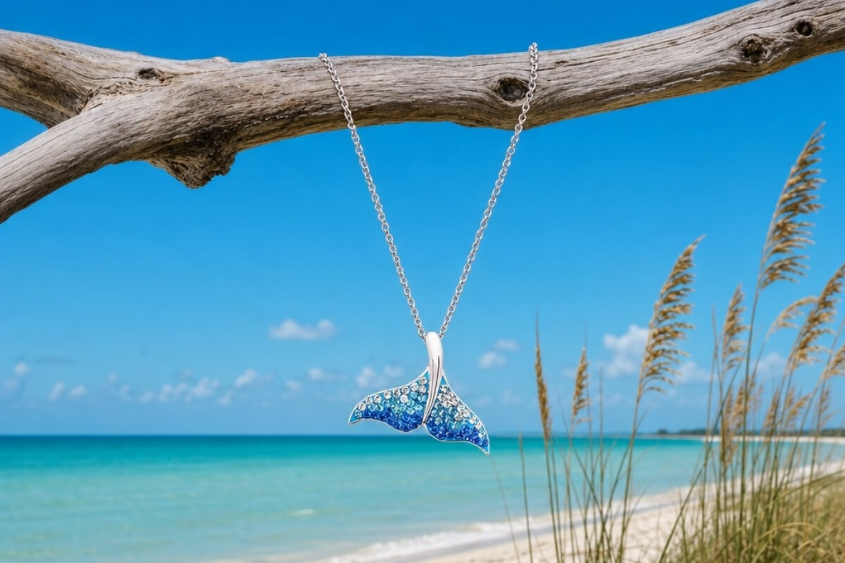 Whale Tail Necklace on Florida Beach Driftwood &mdash; Crabby Mermaid